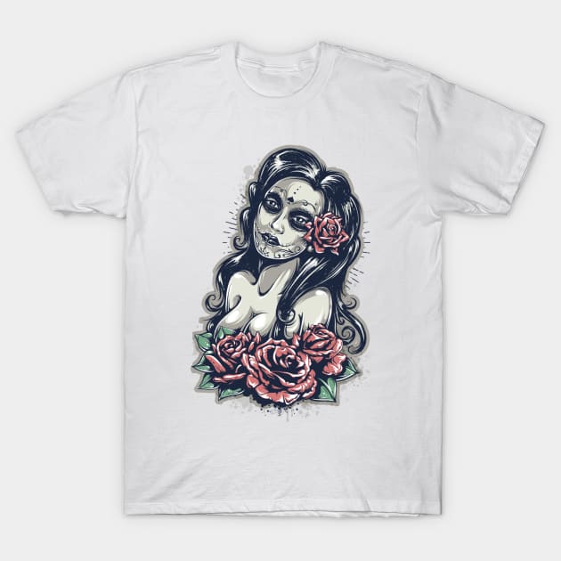 Day Of The Dead Girl Calavera T-Shirt by Reinrab